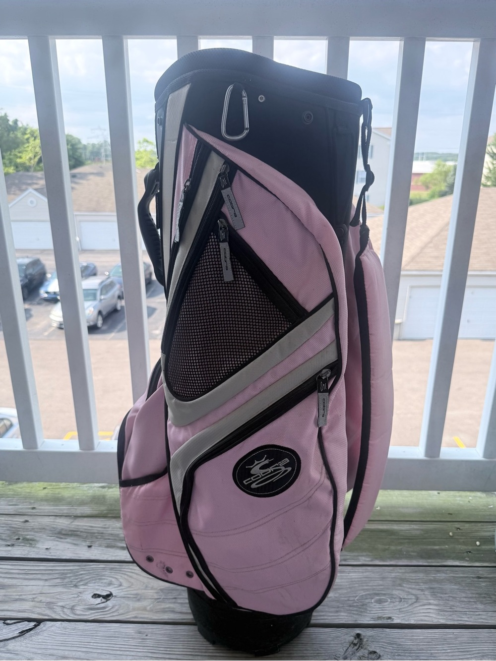 Cobra Golf Pink & Black Cart Bag 5 Way Divider Shoulder Strap With Rain Cover - Picture 2 of 8